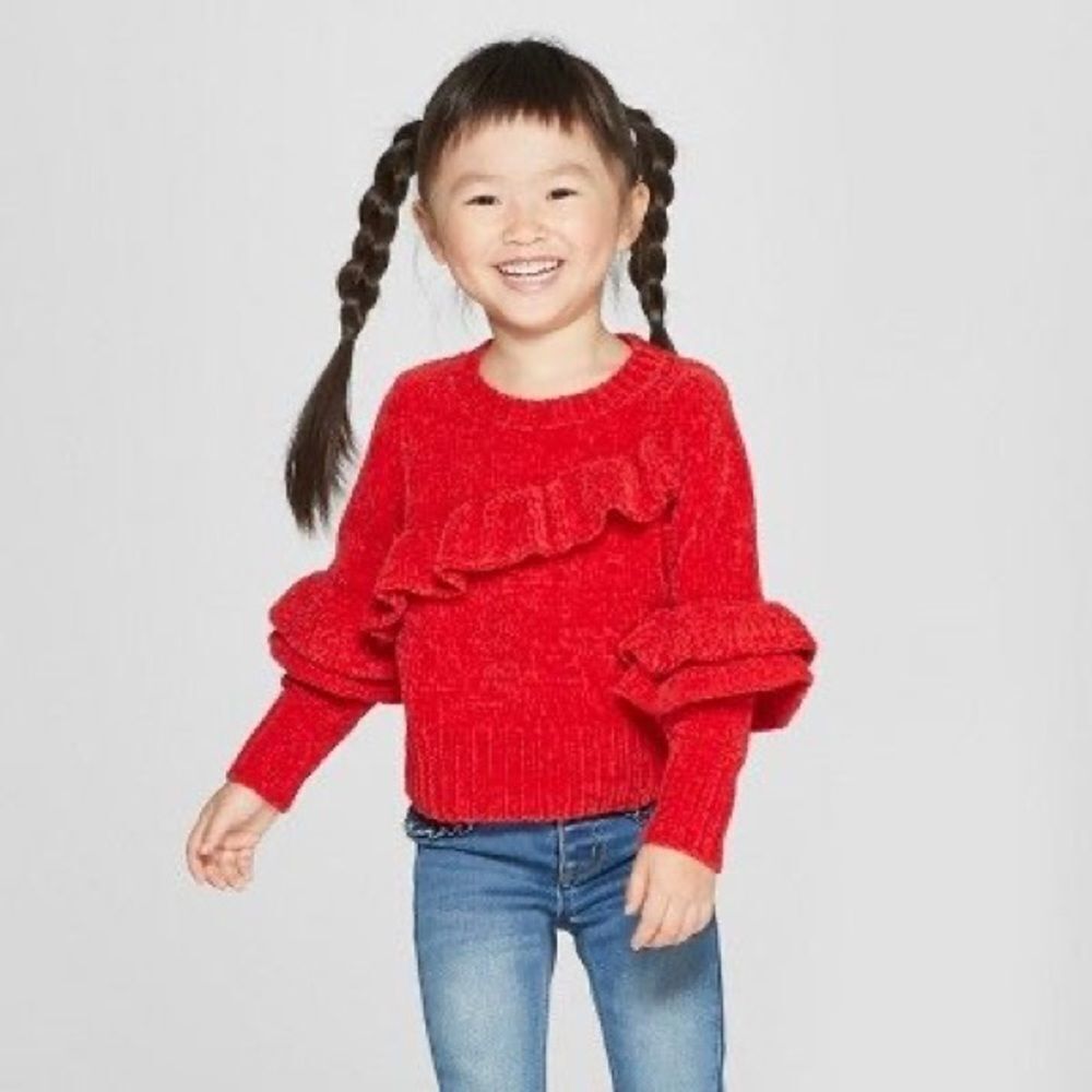 Cat & Jack NWOT chenille ruffle sweater 18m/4T